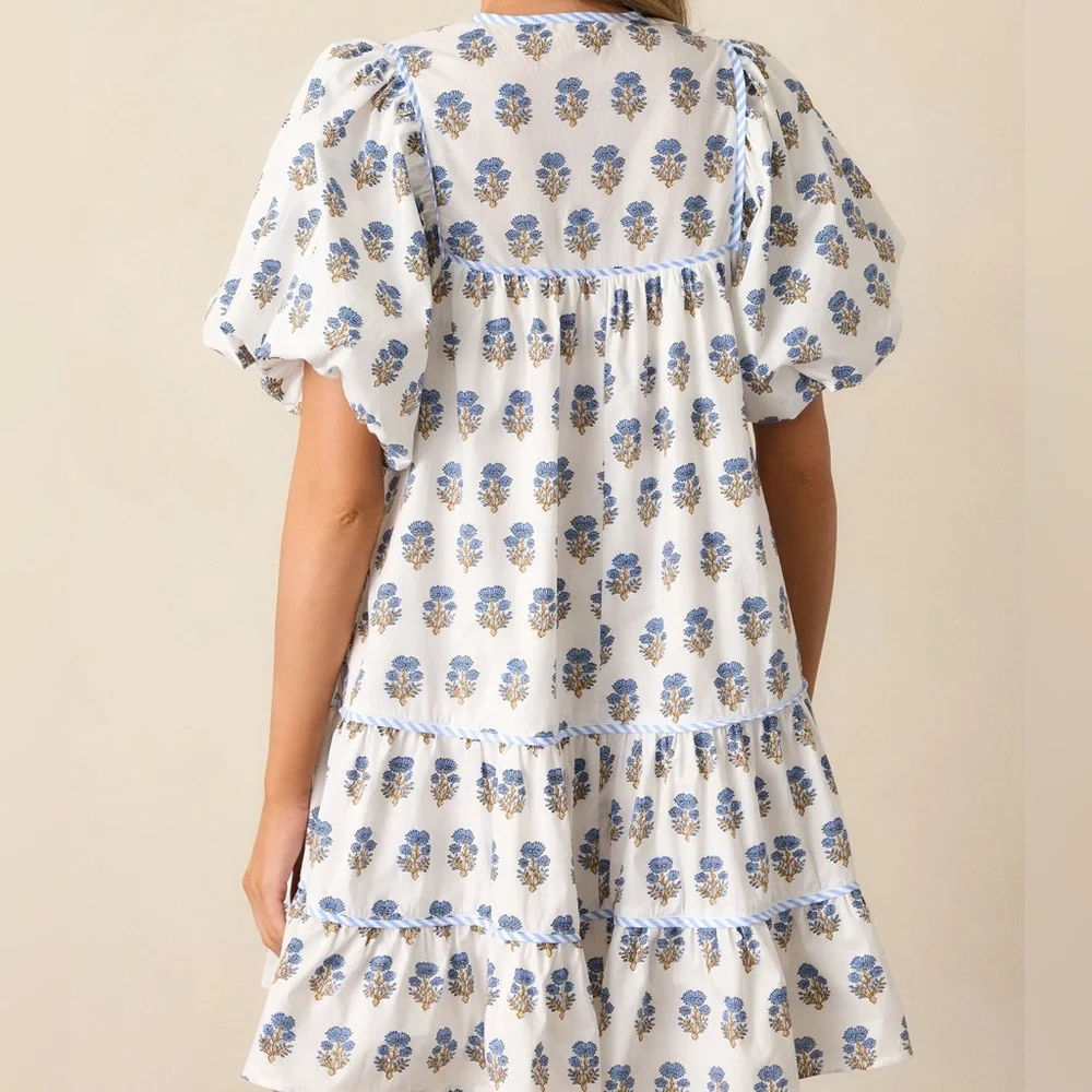 Entro Blue and white Floral Dress Large - Picture 2 of 6